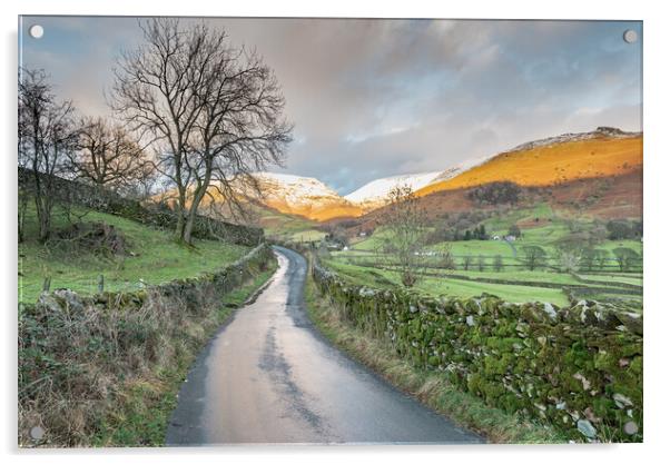 Winding road Grasmere Lake District Acrylic by Jonathon barnett