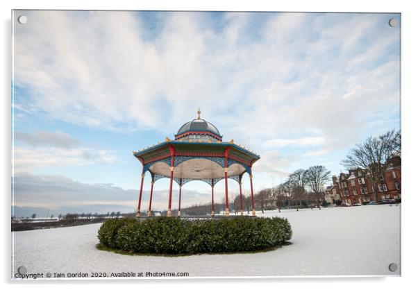 Magdalen Green Bandstand  Winter Scene Dundee Scotland Acrylic by Iain Gordon