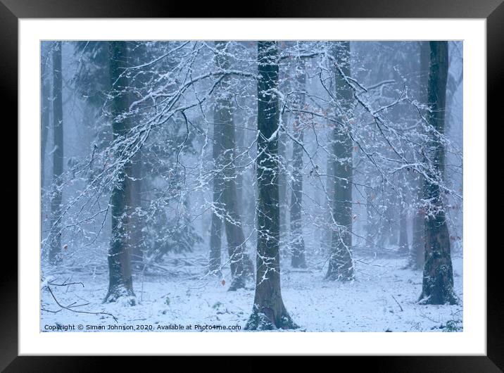 Woodland snowscape Framed Mounted Print by Simon Johnson