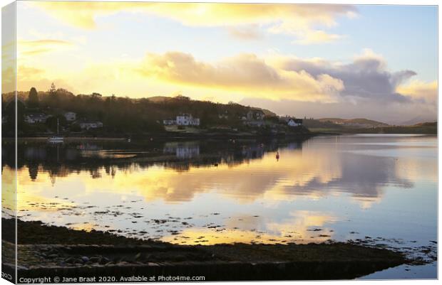 Winter Sunset over Connel Canvas Print by Jane Braat