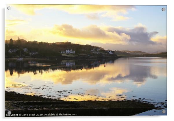 Winter Sunset over Connel Acrylic by Jane Braat