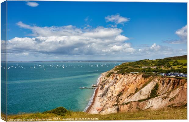 Round The Island Race At Alum Bay Canvas Print by Wight Landscapes