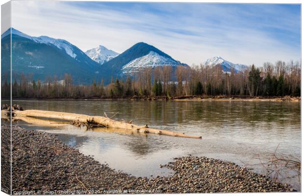 Skeena River in British Columbia, Canada, on an early spring morning Canvas Print by SnapT Photography