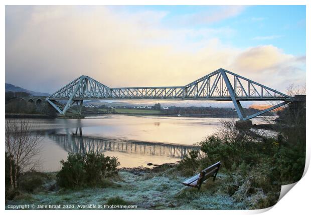 Majestic Winter View of Connel Bridge Print by Jane Braat