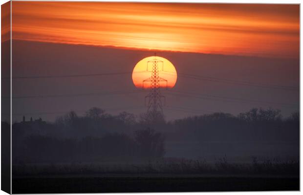 Fenland sunrise, 30th December 2020 Canvas Print by Andrew Sharpe
