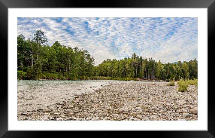 Sunset over the fast flowing Kitimat River in British Columbia, Canada Framed Mounted Print by SnapT Photography