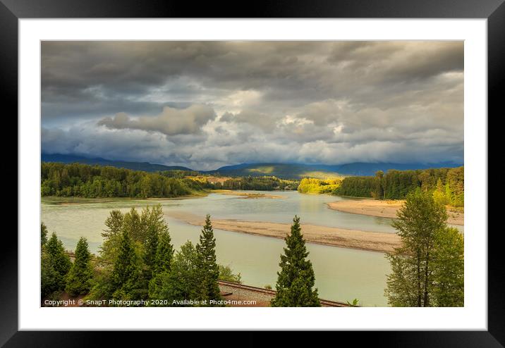Looking upstream on the Skeena River towards Terrace, beside the CN Railway Line. Framed Mounted Print by SnapT Photography