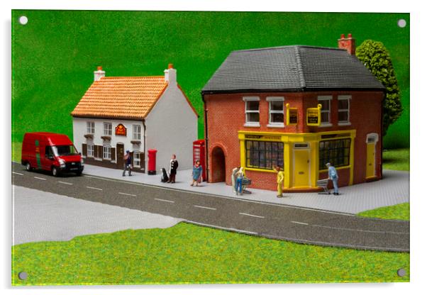 Village Shoppers Acrylic by Steve Purnell