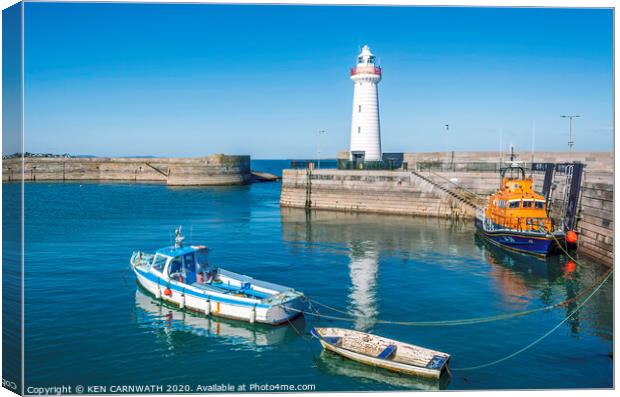 "The Serene Beauty of Donaghadee Lighthouse" Canvas Print by KEN CARNWATH