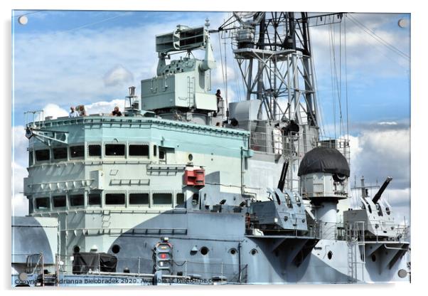 Part of HMS Belfast London Acrylic by Adrianna Bielobradek
