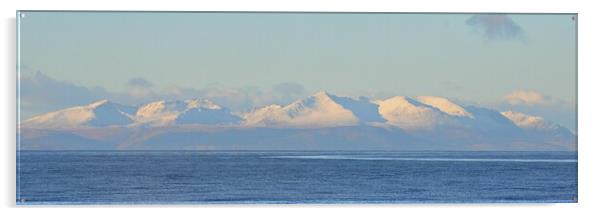 Isle of Arran and its snow topped mountains  Acrylic by Allan Durward Photography