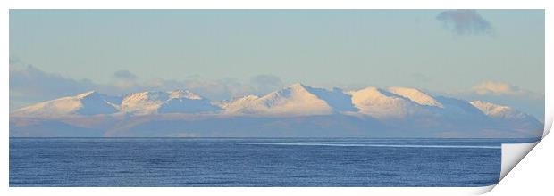 Isle of Arran and its snow topped mountains  Print by Allan Durward Photography