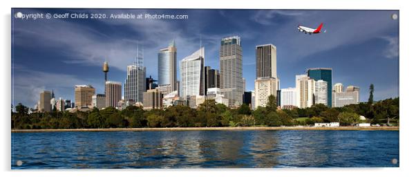City skyline panorama, Sydney. Acrylic by Geoff Childs