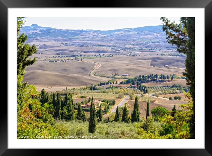 View from the walls - Pienza Framed Mounted Print by Laszlo Konya
