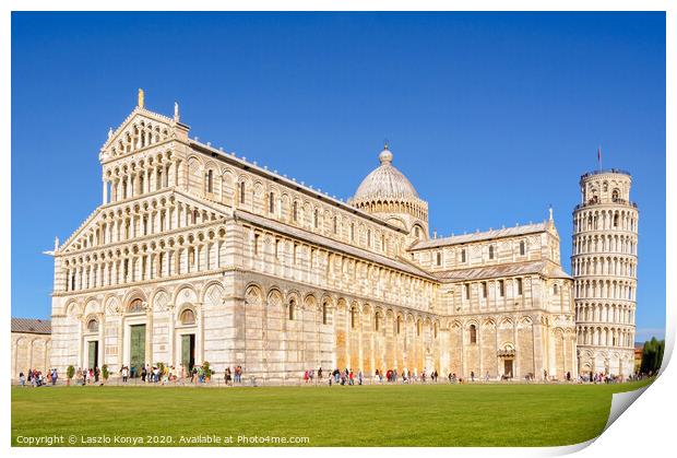 Duomo and the Leaning Tower - Pisa Print by Laszlo Konya