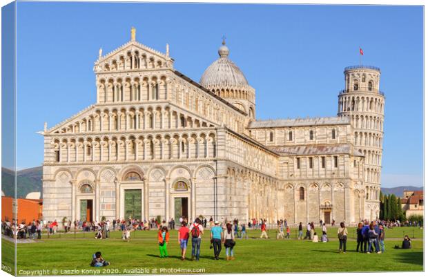 Cathedral and the Leaning Tower - Pisa Canvas Print by Laszlo Konya