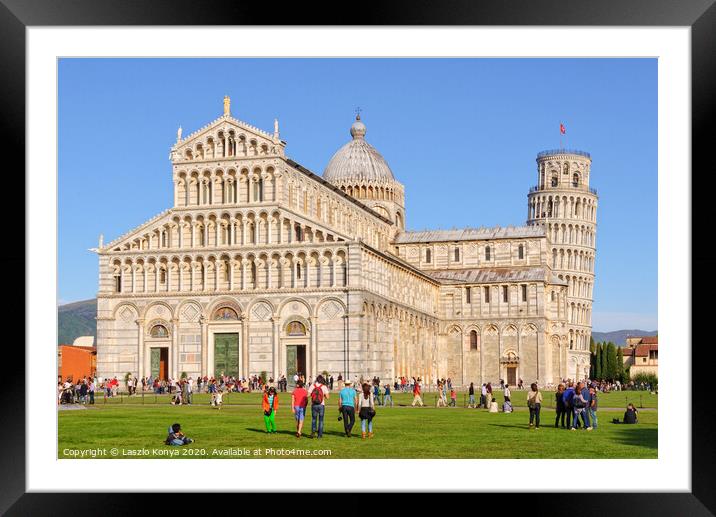 Cathedral and the Leaning Tower - Pisa Framed Mounted Print by Laszlo Konya