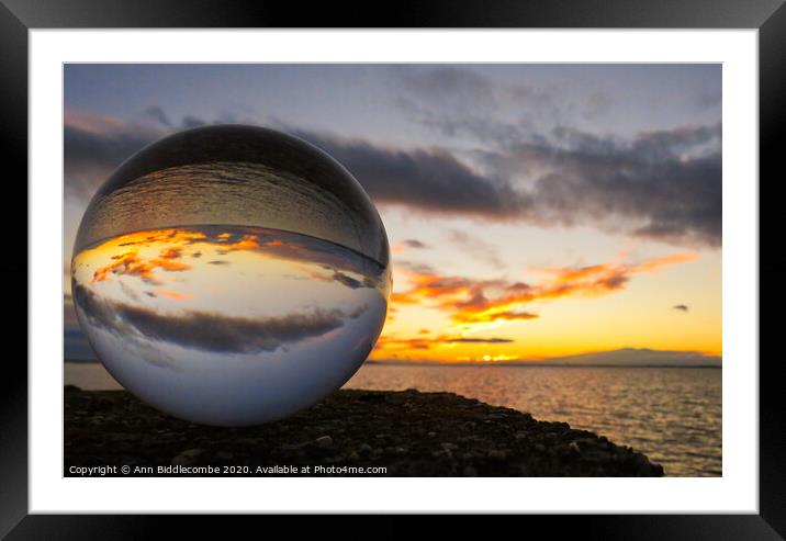Sphere sunset over the lagoon in Sete Framed Mounted Print by Ann Biddlecombe