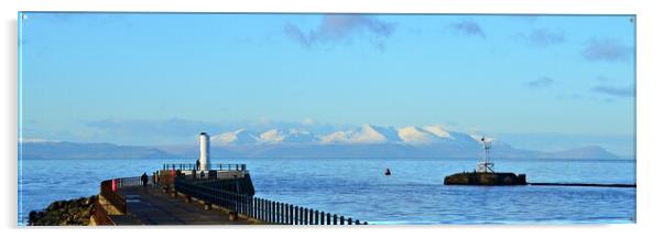 Isle of Arran, a view from Ayr pier Acrylic by Allan Durward Photography