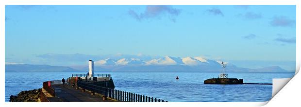 Isle of Arran, a view from Ayr pier Print by Allan Durward Photography