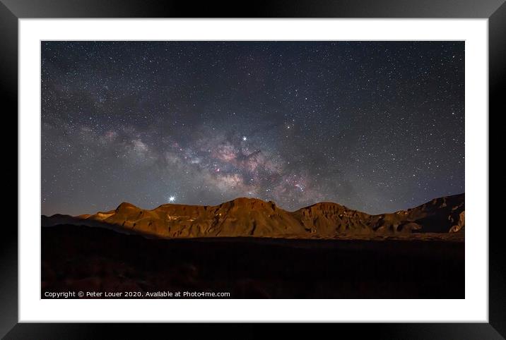 Milky Way Shining down on the Caldera Framed Mounted Print by Peter Louer