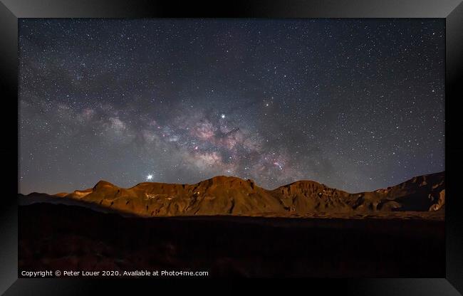 Milky Way Shining down on the Caldera Framed Print by Peter Louer
