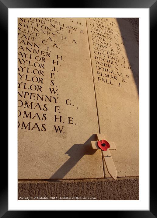 Menin Gate Poppy, Ypres, Belgium Framed Mounted Print by Imladris 