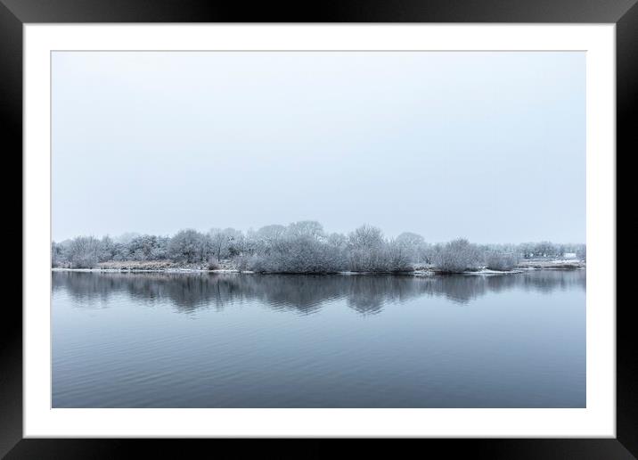 Elton Reservoir Bury Snowy Reflection Framed Mounted Print by Jonathan Thirkell