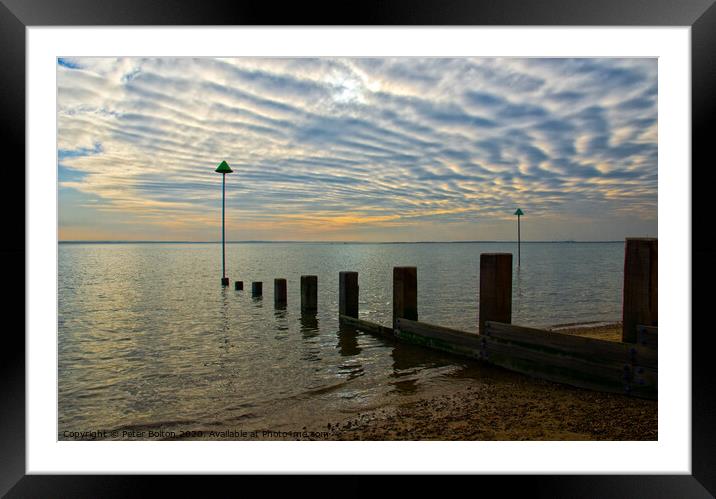 Unusual cloud formations over the Thames Estuary at Westcliff, Essex. Framed Mounted Print by Peter Bolton
