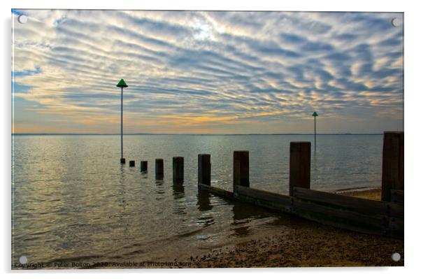 Unusual cloud formations over the Thames Estuary at Westcliff, Essex. Acrylic by Peter Bolton