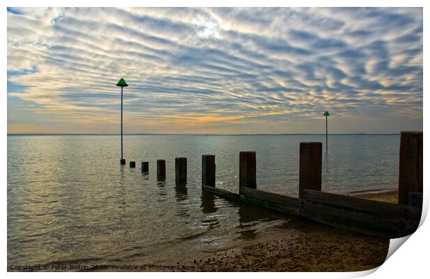 Unusual cloud formations over the Thames Estuary at Westcliff, Essex. Print by Peter Bolton