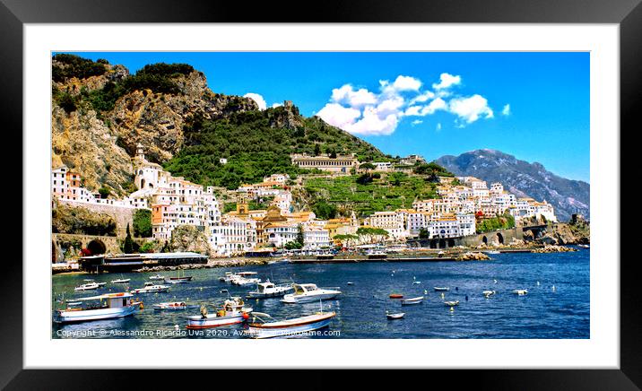 Amalfi city - Italy Framed Mounted Print by Alessandro Ricardo Uva