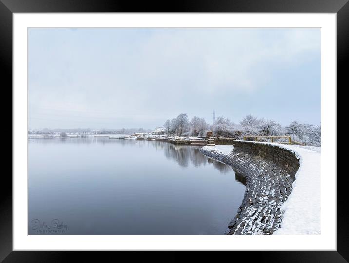 Elton Reservoir In The Snow Bury Lancashire Framed Mounted Print by Jonathan Thirkell