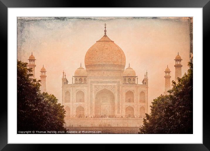 Vintage Taj Mahal Framed Mounted Print by Thomas Herzog