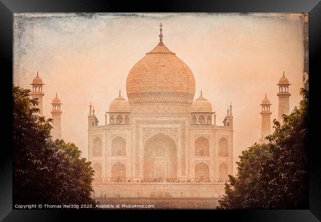 Vintage Taj Mahal Framed Print by Thomas Herzog