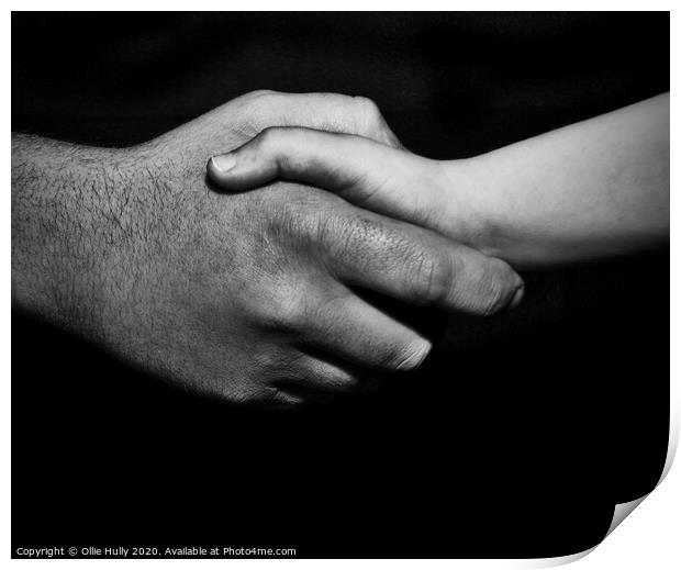 A father and son shaking hands Print by Ollie Hully