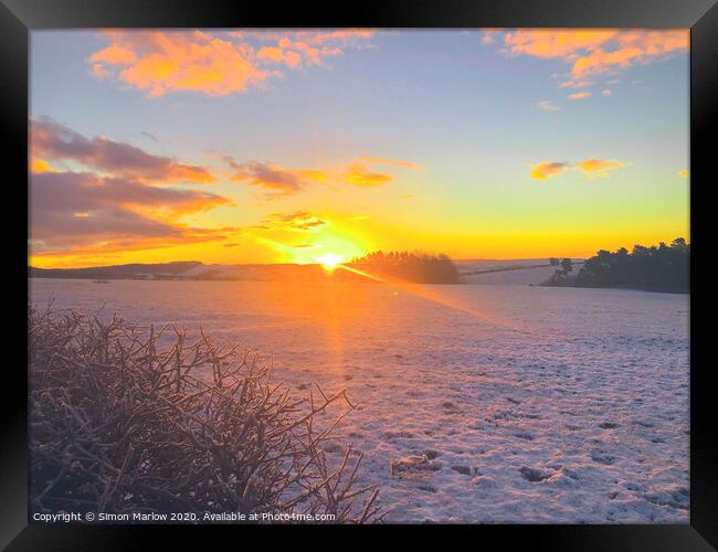 Winter sunrise in South Shropshire  Framed Print by Simon Marlow
