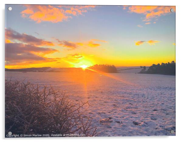 Winter sunrise in South Shropshire  Acrylic by Simon Marlow