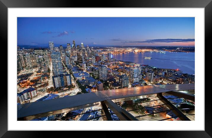 View of Seattle from the Space Needle Framed Mounted Print by Jim Hughes