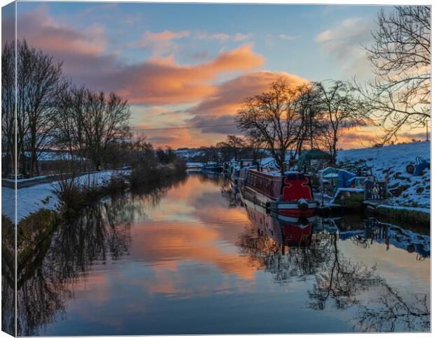 Canal Boats At Sunset Canvas Print by Tony Keogh