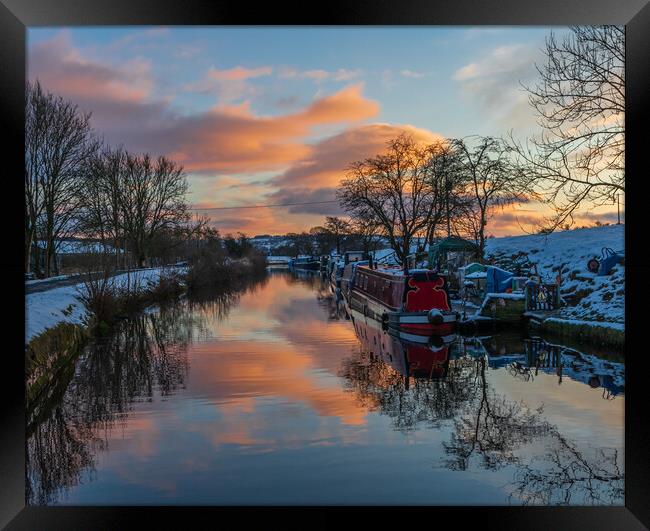 Canal Boats At Sunset Framed Print by Tony Keogh