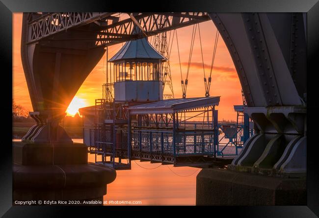 Newport Transporter Bridge - Gondola Framed Print by Edy Rice