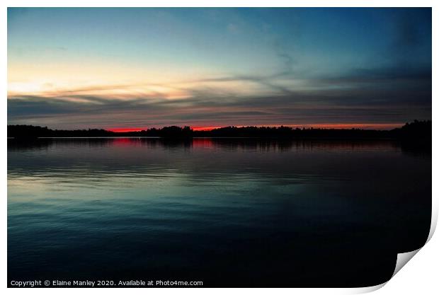 Lake Nipissing Ontario sunset 1 Print by Elaine Manley