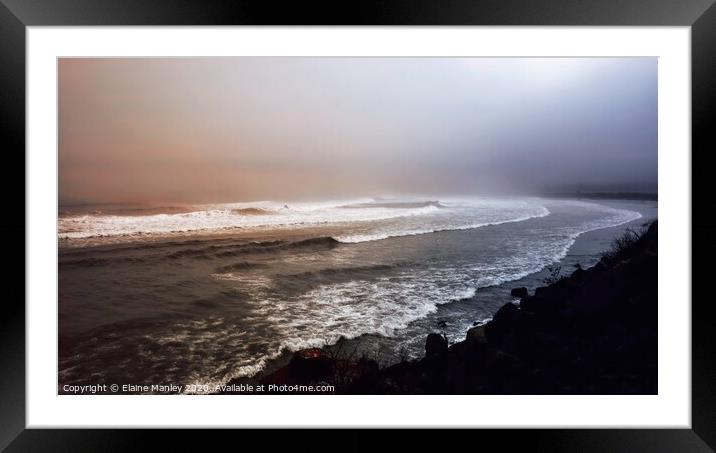 Misty Beach  Framed Mounted Print by Elaine Manley