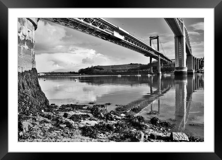 Tamar Bridges. Framed Mounted Print by Neil Mottershead