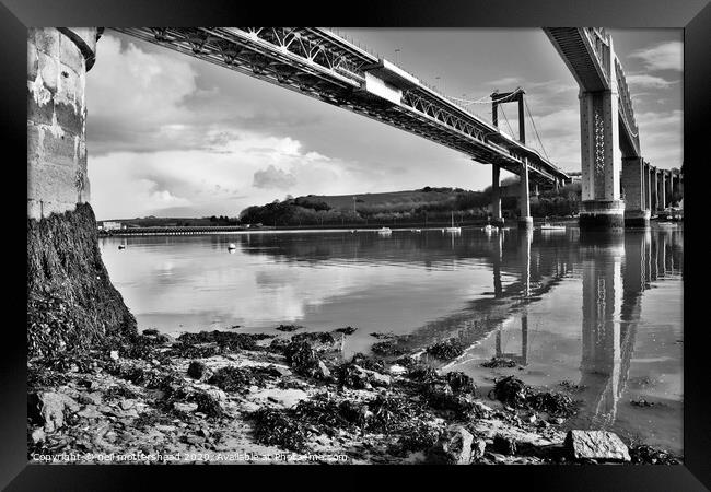 Tamar Bridges. Framed Print by Neil Mottershead