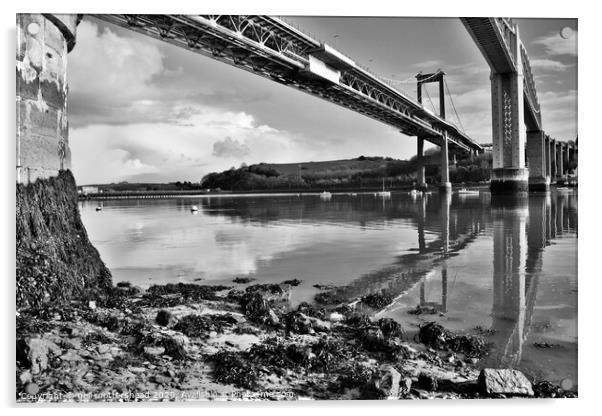 Tamar Bridges. Acrylic by Neil Mottershead