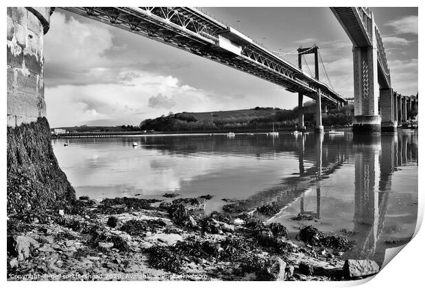 Tamar Bridges. Print by Neil Mottershead