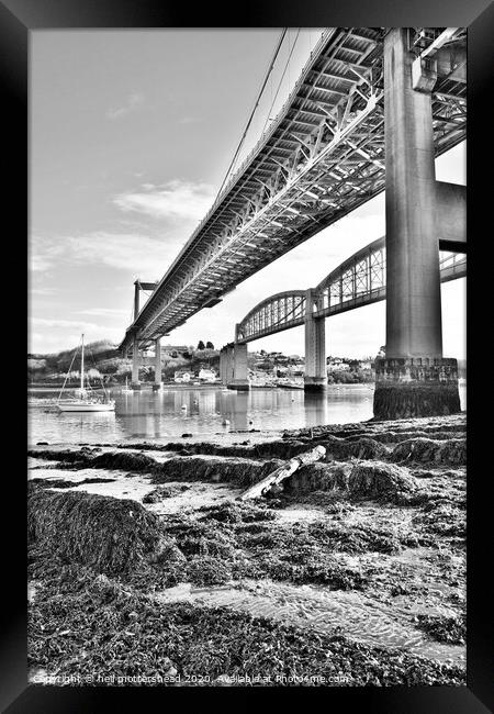 Tamar Bridges, Saltash. Framed Print by Neil Mottershead