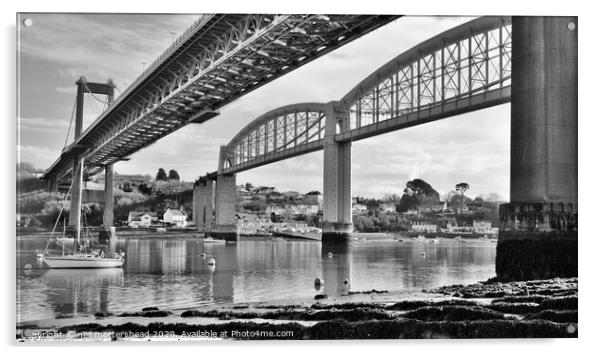 Tamar Bridges, Saltash. Acrylic by Neil Mottershead